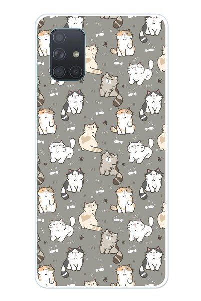 TechTree Samsung Galaxy A71 Compatible Tiny Cute Cats Transparent Silicone Case