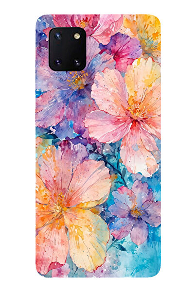 TechTree Samsung Galaxy Note 10 Lite Uyumlu Renkli Çiçekler Sulu Boya Şeffaf ...