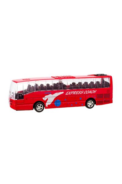 OEM Diecast Metal Express Coach Bus with Lights and Sounds, Pull Back, 1:70, Red