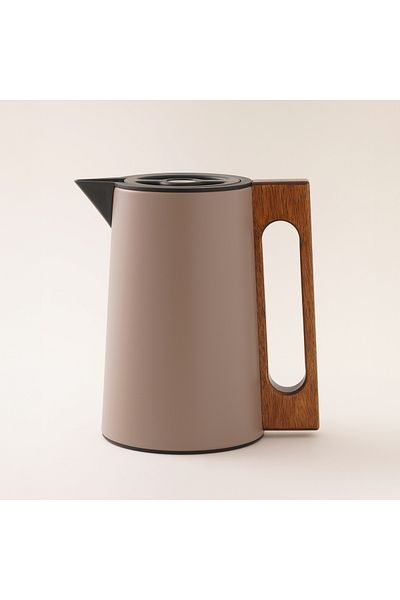 Dallaty steel vacuum flask flask with wood handle 0.6L, dark beige