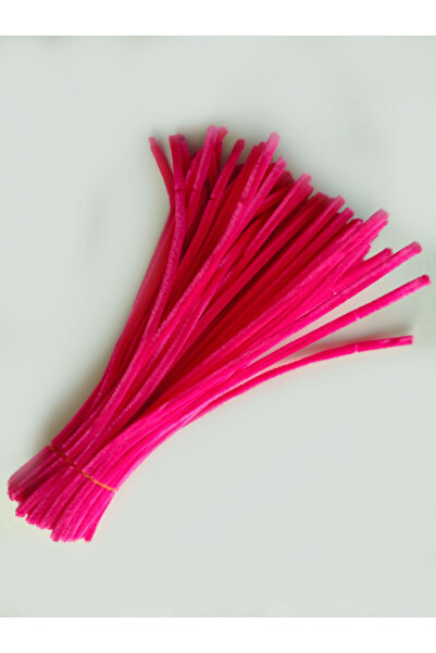 Butik 25 Adet Fuşya Şönil, Çiçek Yapımına Uygun Tüylü Tel, 30 Cm 6 Mm