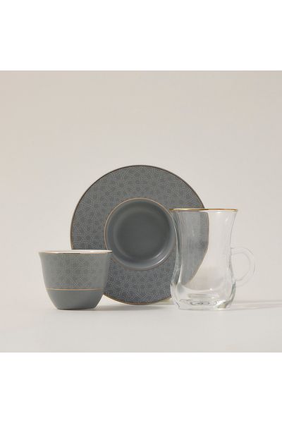 Dallaty Zukhroof grey Tea and coffee cups set 28 pcs