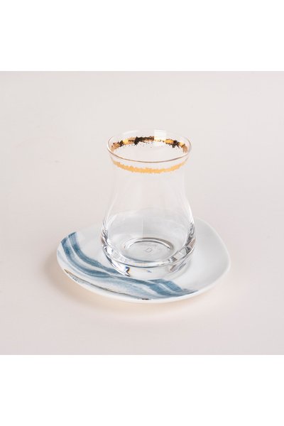 Dallaty La Mesa white porcelain and glass tea and coffee cups set 18 pcs