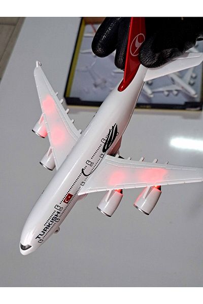Ailenizin Oyuncakçısı Toy Aircraft Lighted Sound Metal Model Thy Passenger Aircraft Pull Drop 22X20Cm Passenger Aircraft Model Collection
