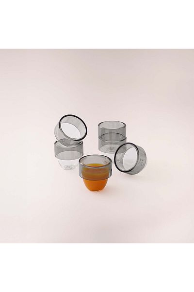 Dallaty white glass Saudi coffee cups set 6 pcs
