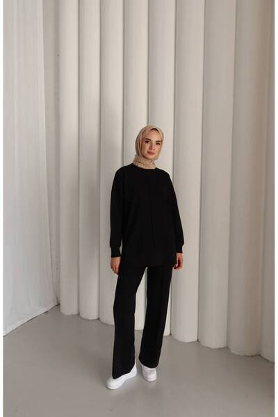 b buhari bykoc Oversized Two-Thread Fabric Tracksuit with Hem Detail and Slit Detail