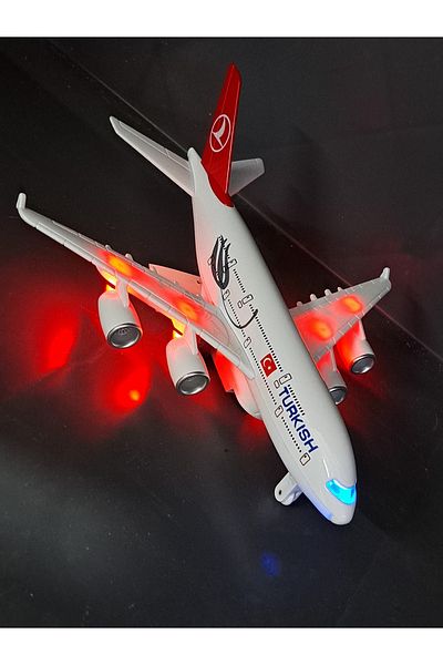 Ailenizin Oyuncakçısı Toy Aircraft Lighted Sound Metal Model Thy Passenger Aircraft Pull Drop 22X20Cm Passenger Aircraft Model Collection
