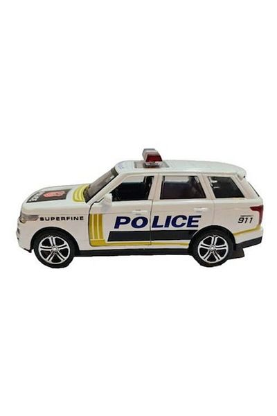 OEM Metal car model with rubber wheels, opening doors, police with lights and sounds, 1:32, white