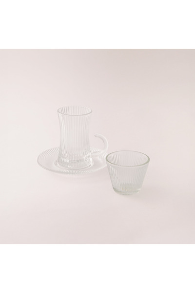 Dallaty clear glass with ine pattern tea and coffee set 18 pcs
