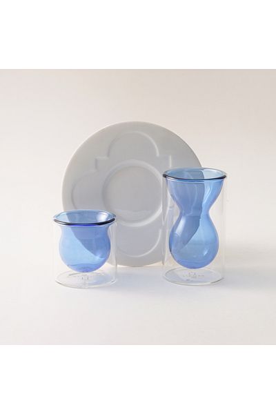 Dallaty glass tea&cofee set 18pcs Yaqut collection, blue