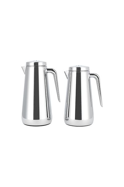 Dallaty set of 2 chrome steel vacuum flask 1.0L and 1..3L