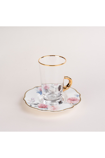 Dallaty white porcelain and glass Tea and coffee cups set 18 pcs