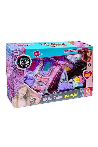 OEM Set make up, hair coloring in 3 colors, mirror and accessories for girls, 18 pieces