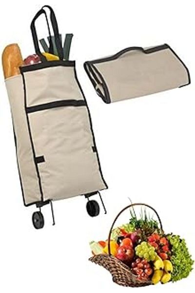Mu Art Ahşap Buffer Foldable Wheeled Grocery Bagmulti-Purpose Market Cartportable Cloth Bag