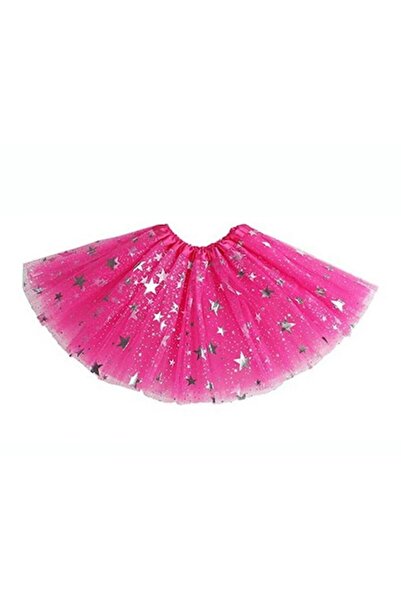 OEM Fustă tutu roz cu stele argintii, 3 straturi de tul, 3-6 ani