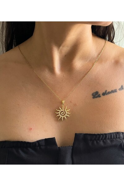 Çelik Lucky Store İnce Zincirli Şık Güneş Gold Kolye