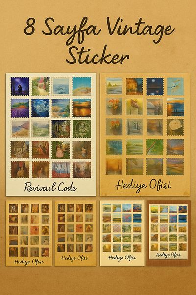 hediyeofisi 150+ Vintage Floral Transparent Sticker Set |   8 Sheets Botanical Patterned Sticker |   Agenda and Notebook Decoration