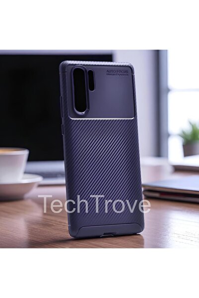 TechTrove Huawei P30 Pro Kılıf Kamera Korumalı Darbe Emici Karbon Fiber Desen...