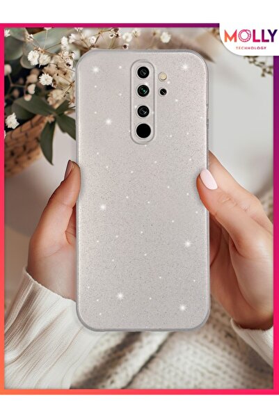 Molly Xiaomi Redmi Note 8 PRO İçin Gümüş Berry Simli Parlak Silikon Kılıf