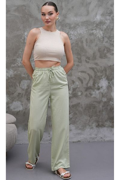Rich Star Wide Leg Elastic Waist Thin Fabric Trousers