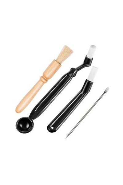 OEM Set 4 accesorii pentru curățarea espressorului, plastic/oțel inoxidabil, diverse dimensiuni, DA218, negru