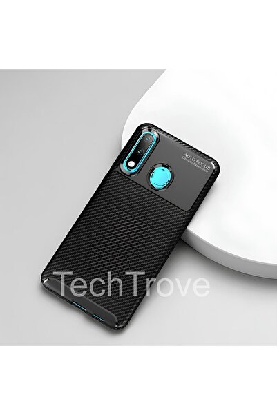 TechTrove Huawei P30 Lite Kılıf Kamera Korumalı Darbe Emici Karbon Fiber Dese...