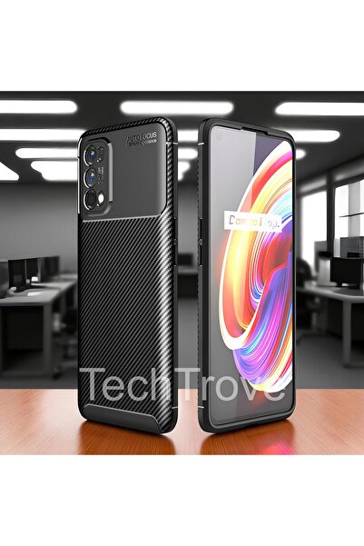 TechTrove Realme 7 Pro Kılıf Kamera Korumalı Darbe Emici Karbon Fiber Desenli...