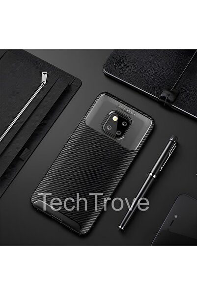 TechTrove Huawei Mate 20 Pro Kılıf Kamera Korumalı Darbe Emici Karbon Fiber D...