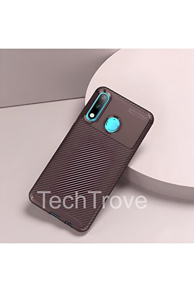 TechTrove Huawei P30 Lite Kılıf Kamera Korumalı Darbe Emici Karbon Fiber Dese...