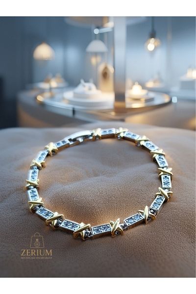 ZERİUM Elegant Star Shine Gold Color Stylish Bracelet