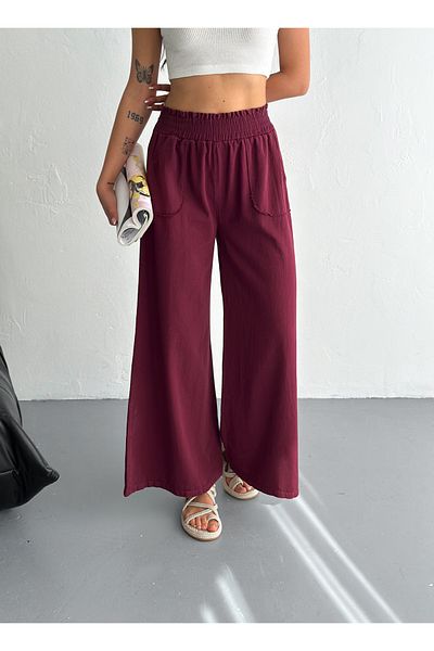02Lady Fashion PANTALONI CU PICIOARE LATE DIN ȚESĂTURĂ GABARDINE CU TALIE ELASTICĂ