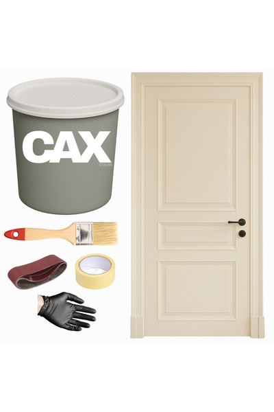caxcolors AHŞAP & LAKE VERNİKLİ KAPI AKRİLİK BOYA SETİ 1 LİTRE + FIRÇA + ZIMPARA + BANT + ELDİVEN