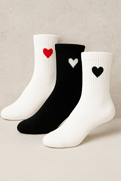 Hakan Collezione Set of 3 Heartbeat Premium White Socks