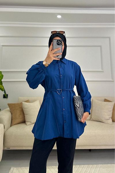 HİFADEN Γυναικείο πουκάμισο Hijab με λεπτομέρεια με αγκράφα στη μέση