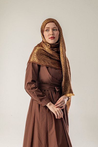 FLEUR SOİE Sand Veil Patterned Woven Cotton Shawl