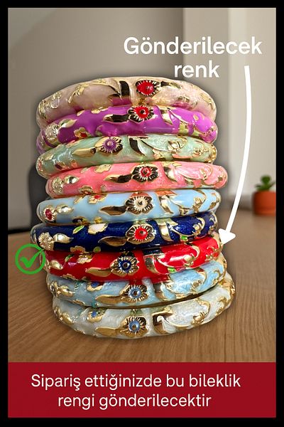 MAZEN Red Enamel Handcuff Bracelet |   Flower Motif |   Spring Bracelet |   Elegant Model Accessory