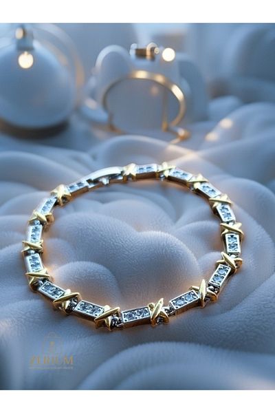ZERİUM Elegant Star Shine Gold Color Stylish Bracelet