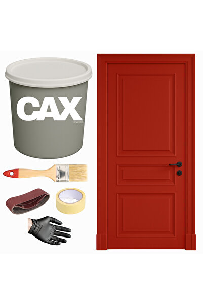 caxcolors AHŞAP & LAKE VERNİKLİ KAPI AKRİLİK BOYA SETİ 1 LİTRE + FIRÇA + ZIMPARA + BANT + ELDİVEN