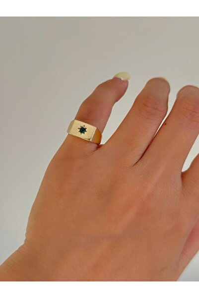 h&b design jewel Yeşil Taşlı Serçe Parmak Yüzüğü