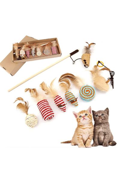TRADE BAY Cat Feather Toy Set, 7-pcs
