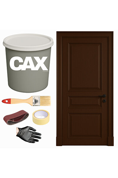 caxcolors AHŞAP & LAKE VERNİKLİ KAPI AKRİLİK BOYA SETİ 1 LİTRE + FIRÇA + ZIMPARA + BANT + ELDİVEN
