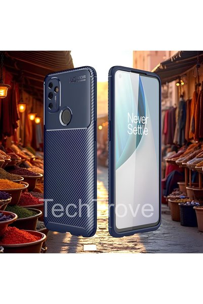 TechTrove One Plus Nord N100 Case Shock-Absorbing Carbon Fiber Pattern with C...
