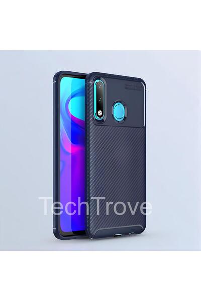 TechTrove Huawei P30 Lite Kılıf Kamera Korumalı Darbe Emici Karbon Fiber Dese...