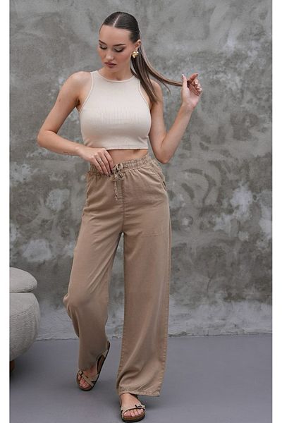 Rich Star Wide Leg Elastic Waist Thin Fabric Trousers