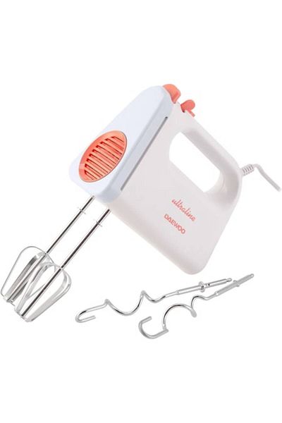 Daewoo UltraLine Hand Mixer, 400W, 5 Speeds, Turbo Function, Accessories Included, White