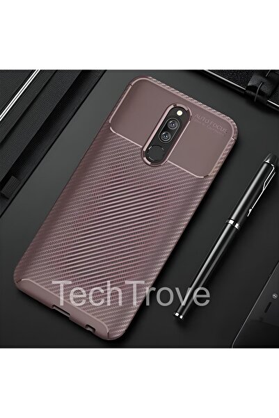 TechTrove Xiaomi Redmi 8 Kılıf Kamera Korumalı Darbe Emici Karbon Fiber Desen...