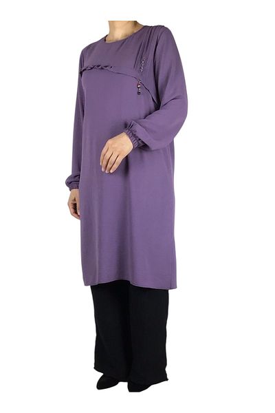 ECE GİYİM Women's Sport Tunic with Button and Stitching Detail on the Front