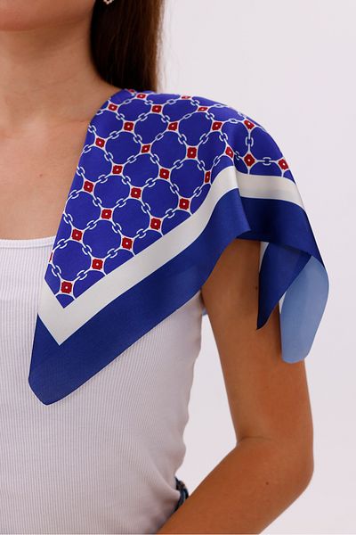tarzınısec Dark Blue Chain Patterned - Efes Model Scarf Estascarf