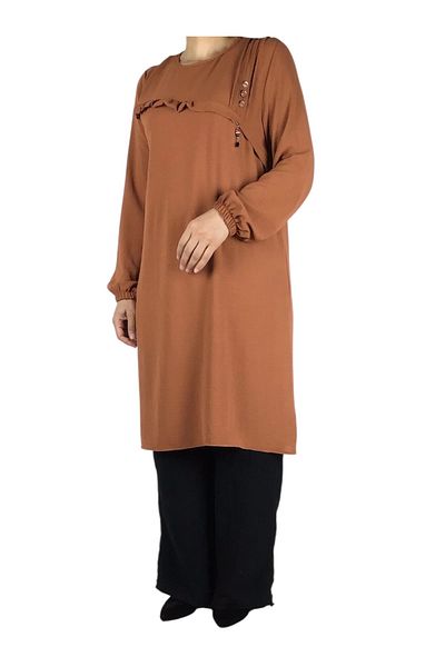 ECE GİYİM Women's Sport Tunic with Button and Stitching Detail on the Front