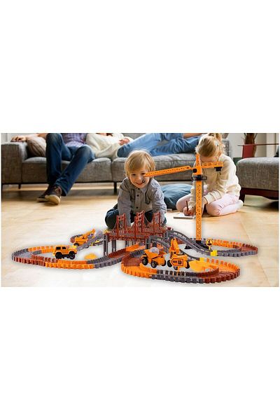 LikeSmart Flexible Circuit for Children "Likesmart Orbital Paradise", Construction Vehicles, Crane, 273 elements,